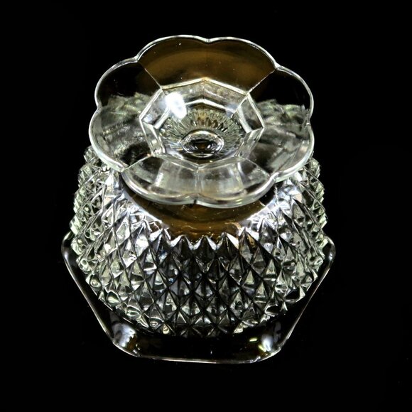 Indiana Glass Diamond Point Clear 4-inch Candle Bowl - Mid-Century Glassware - Picture 4 of 4